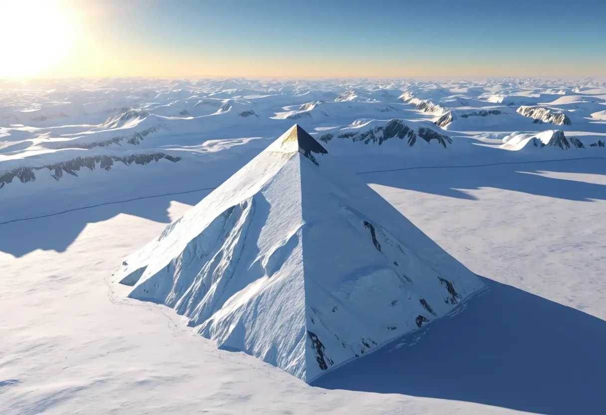全く汚れのない真っ白な雪原の中に、鋭利なエッジを持つ四角錐のピラミッドがそびえ立っている。