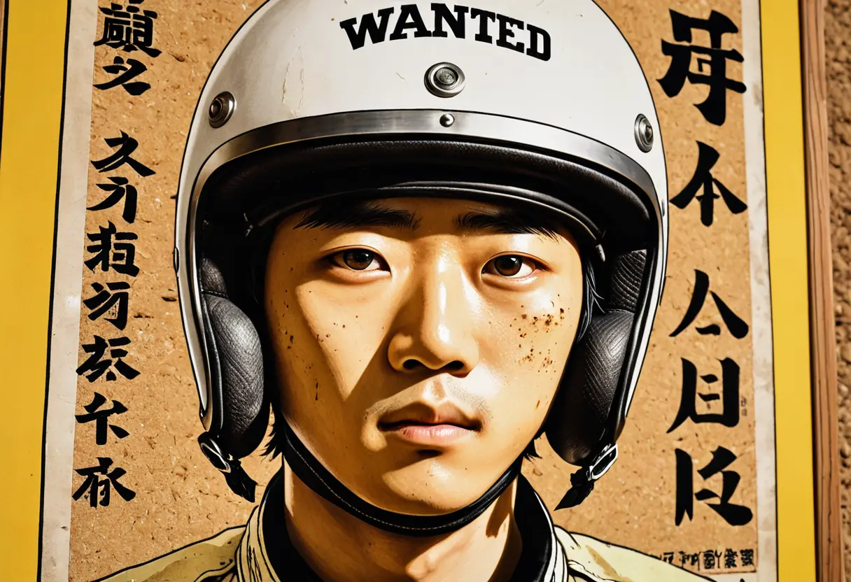 1960年代の警察署の掲示板に貼られた、擦り切れた指名手配のモンタージュ写真