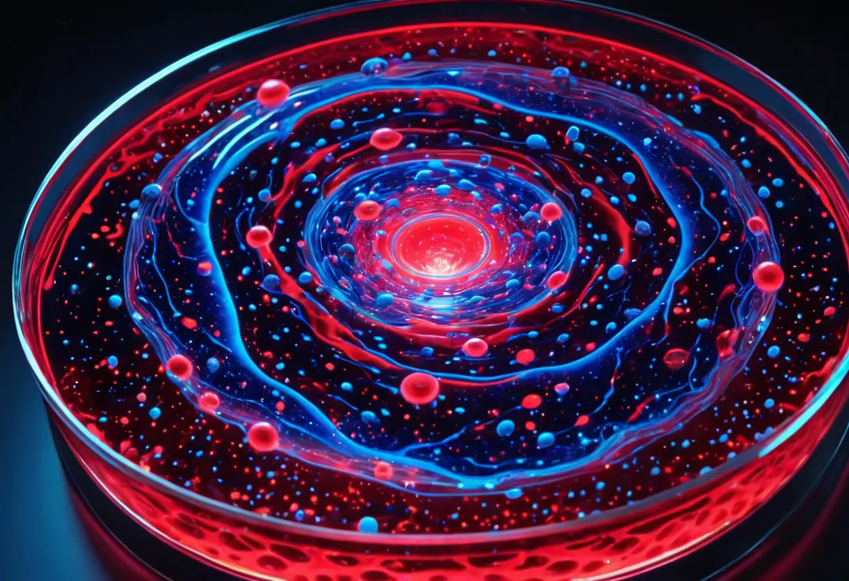 A petri dish glowing with a mysterious, neon Akira energy.