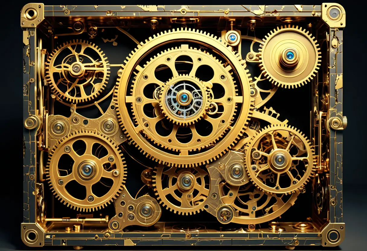 An X-ray-style view of the internal gears.