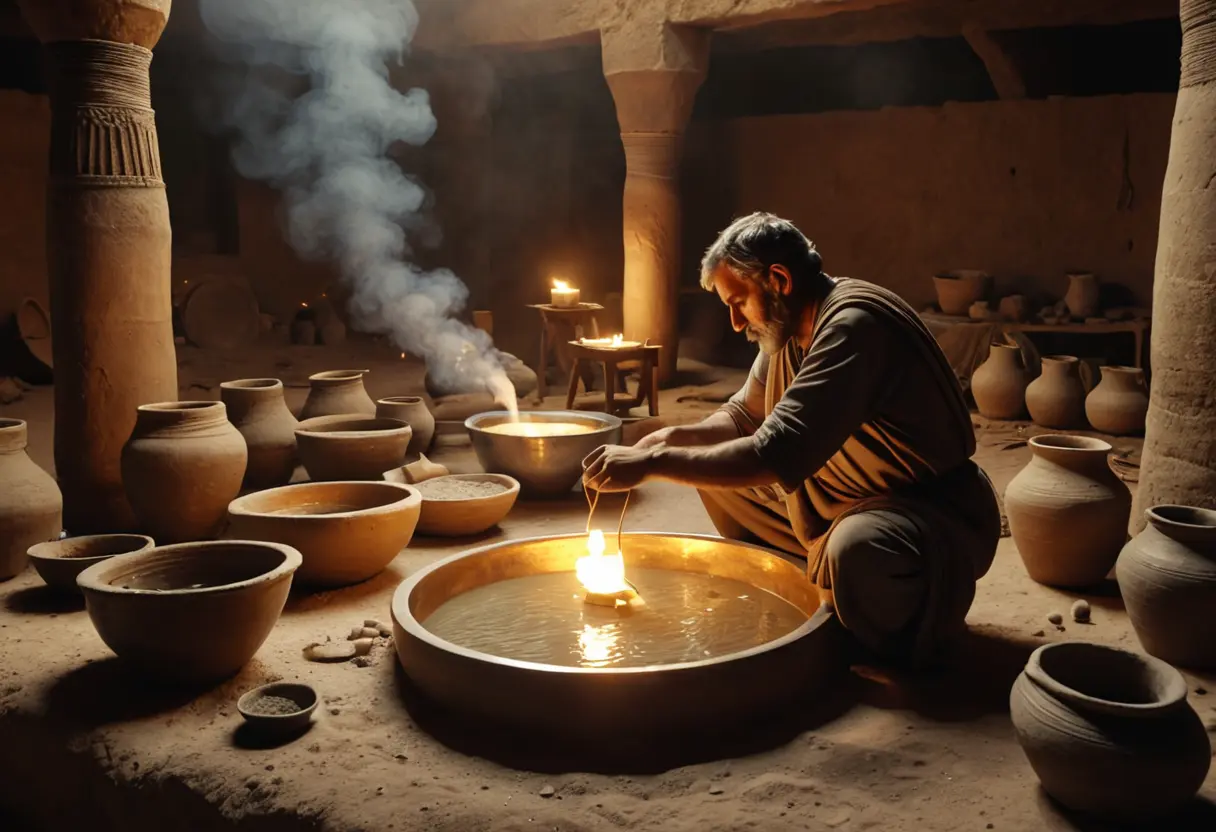 A goldsmith using the battery for plating.
