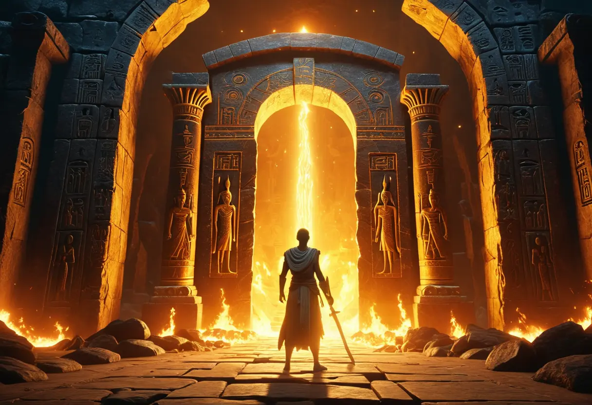 A soul using spells from the Book of the Dead in the Duat.