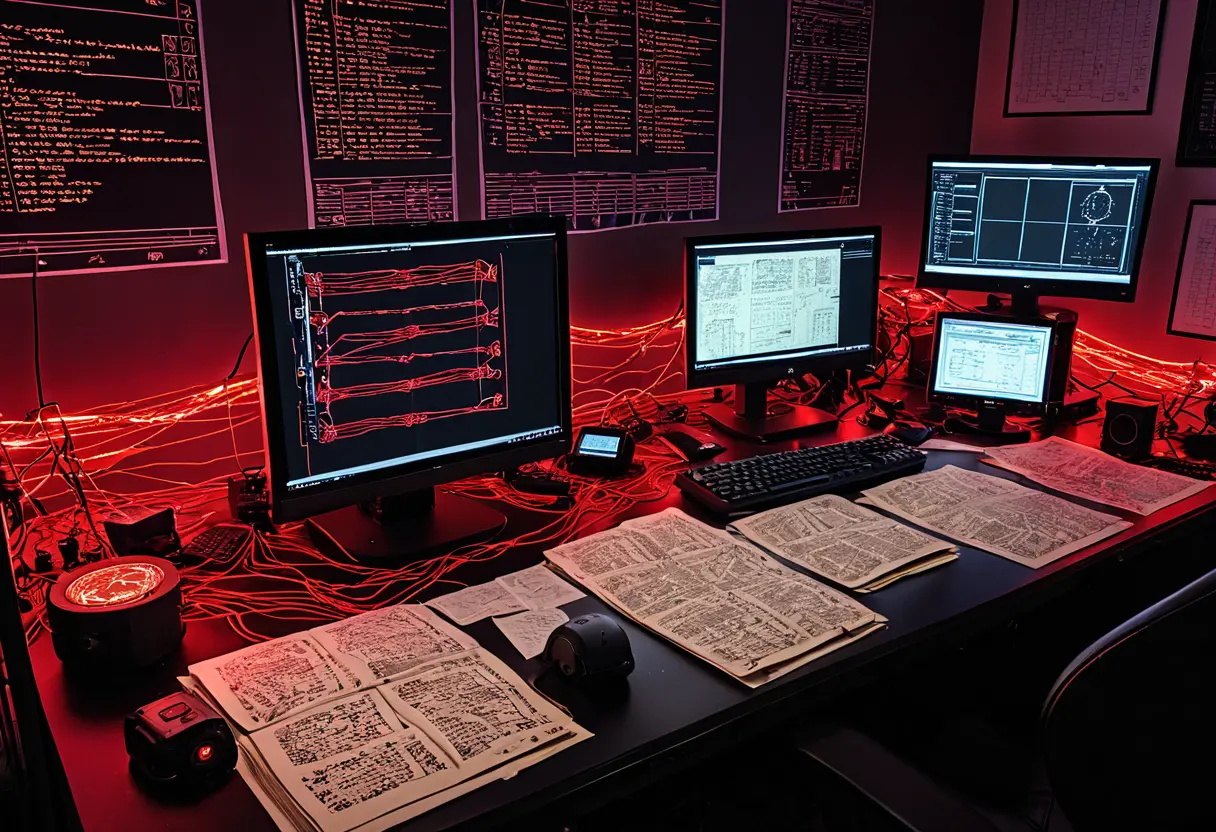 A hacker&rsquo;s desk working on Cicada.