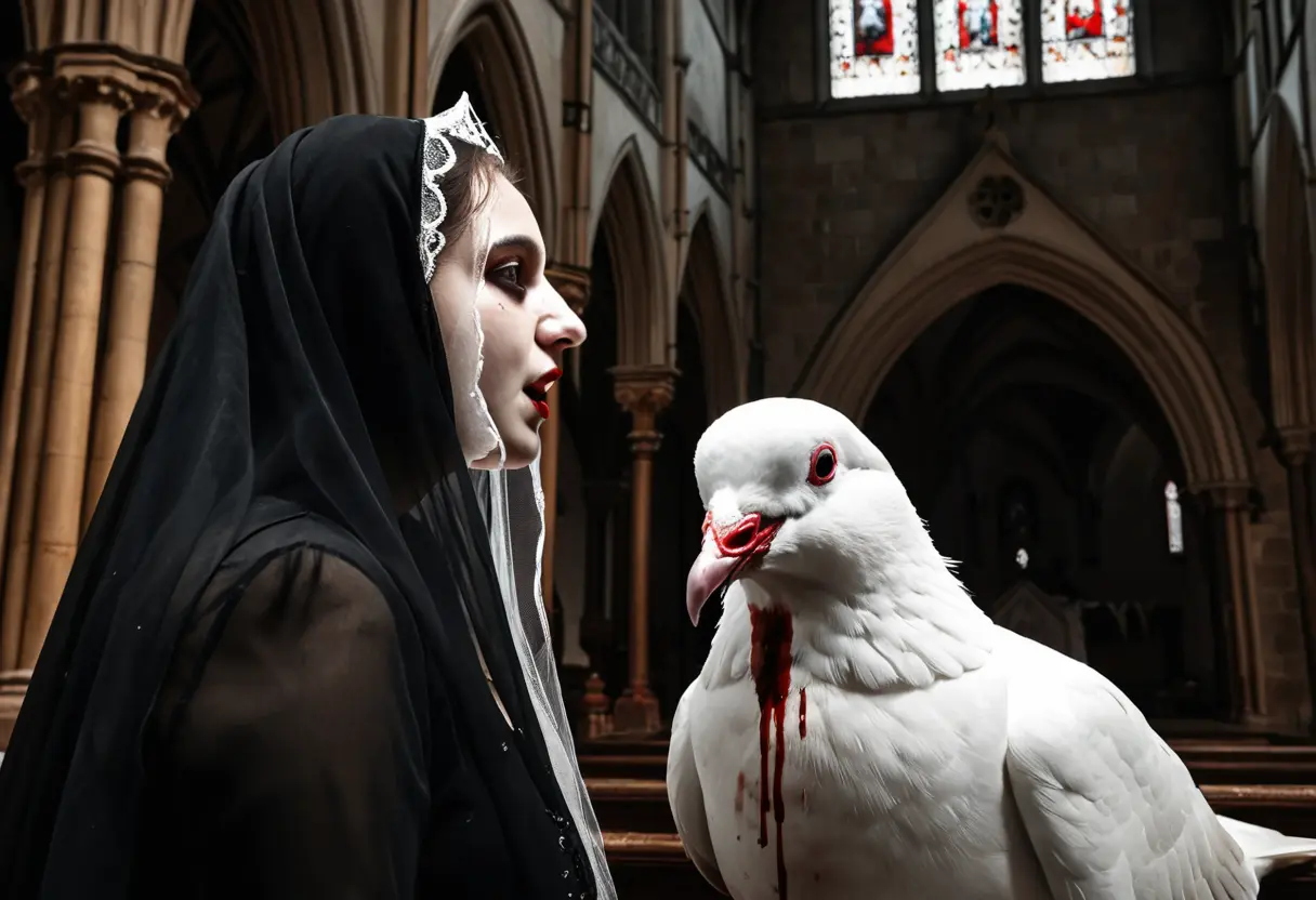 Pigeons in the church.