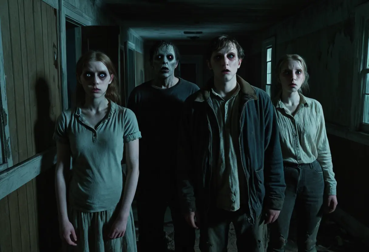 A group of humanoid figures with the Innsmouth Look standing in shadows.