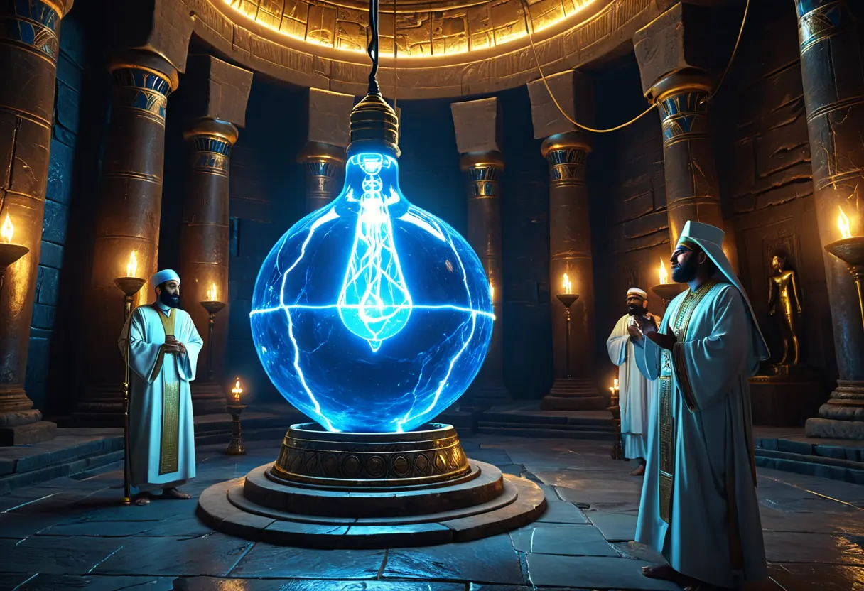 A conceptual view of the Dendera bulb actually working.