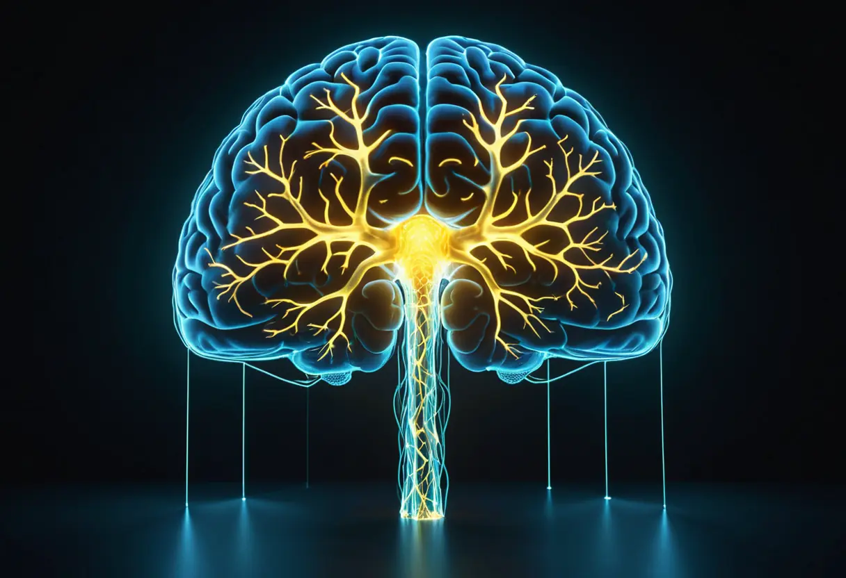 Abstract representation of a brain projecting a phantom self.