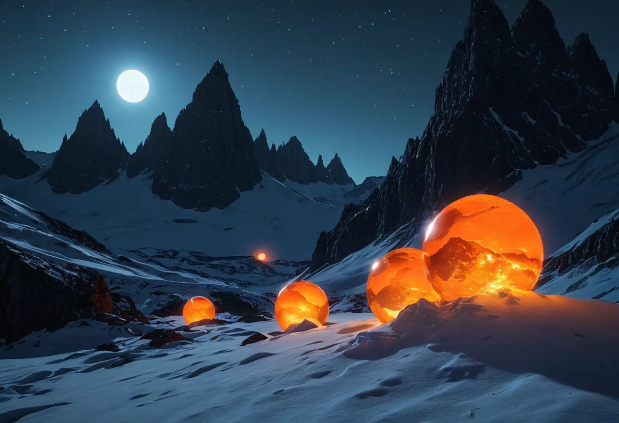 Mysterious orange lights over the Urals.