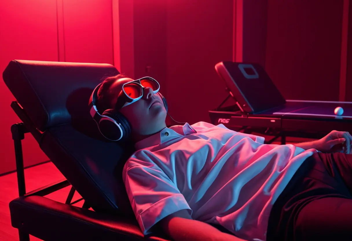 A person in a Ganzfeld experiment.