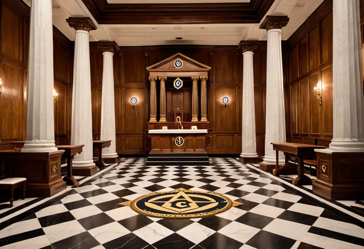 Masonic lodge interior.