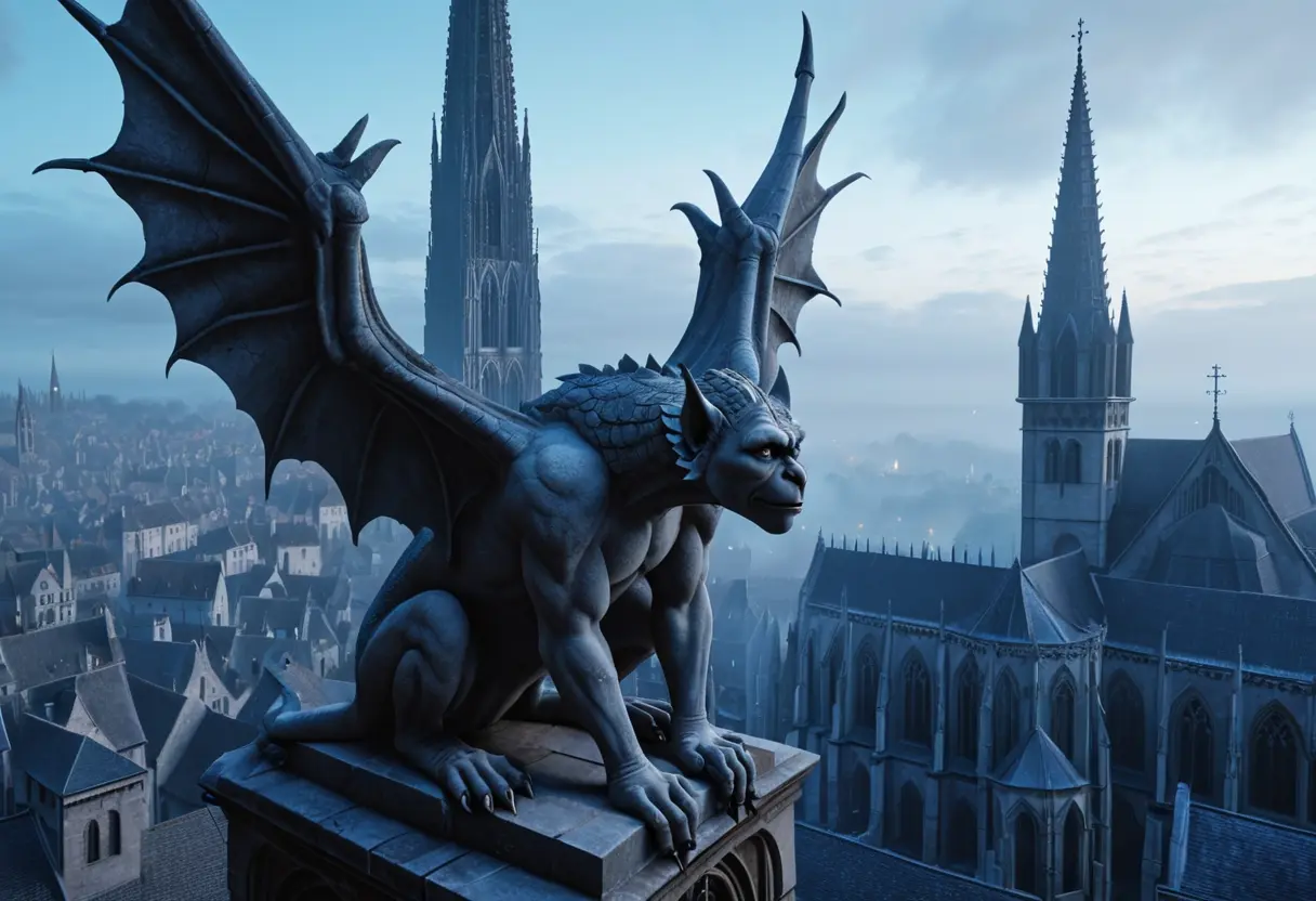 A stone gargoyle on a cathedral.