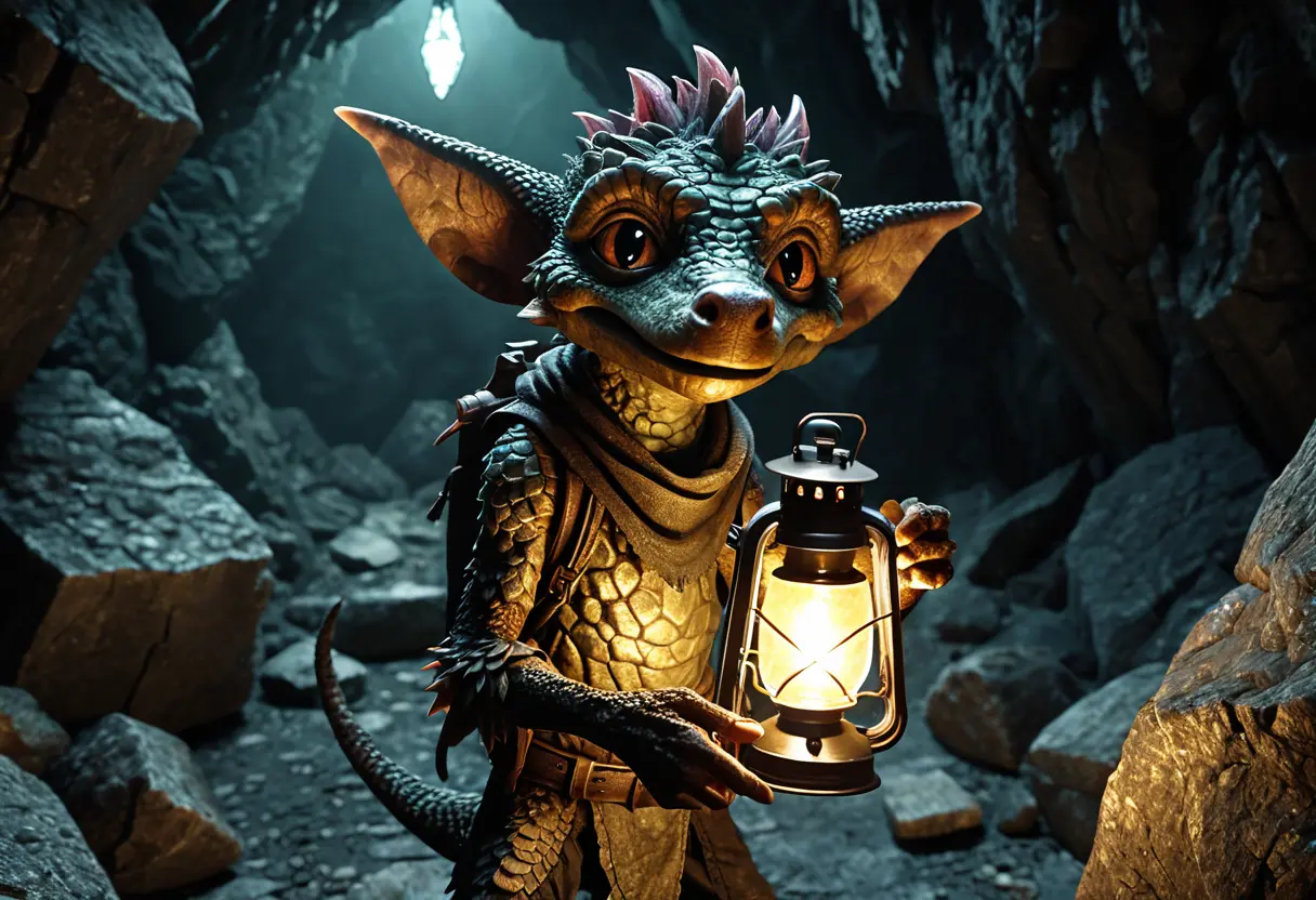 A small kobold in a dark mine.