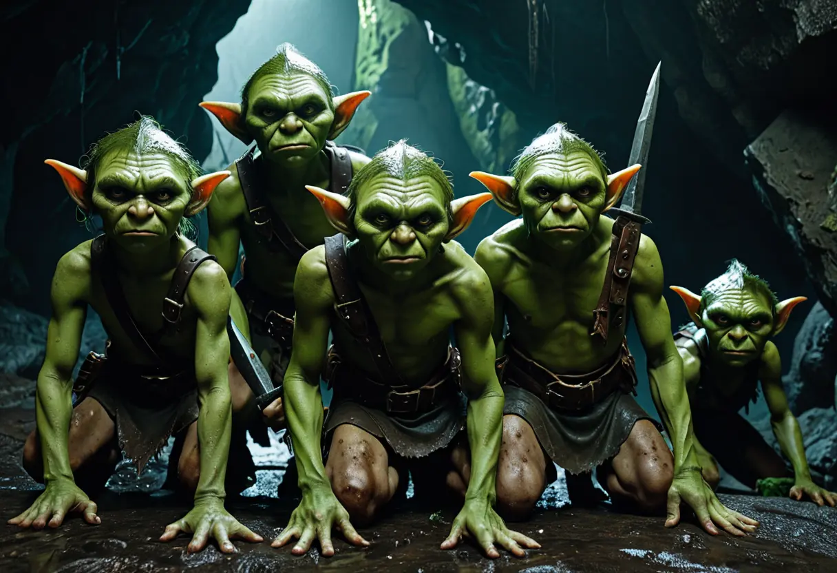 A group of goblins in a cave.