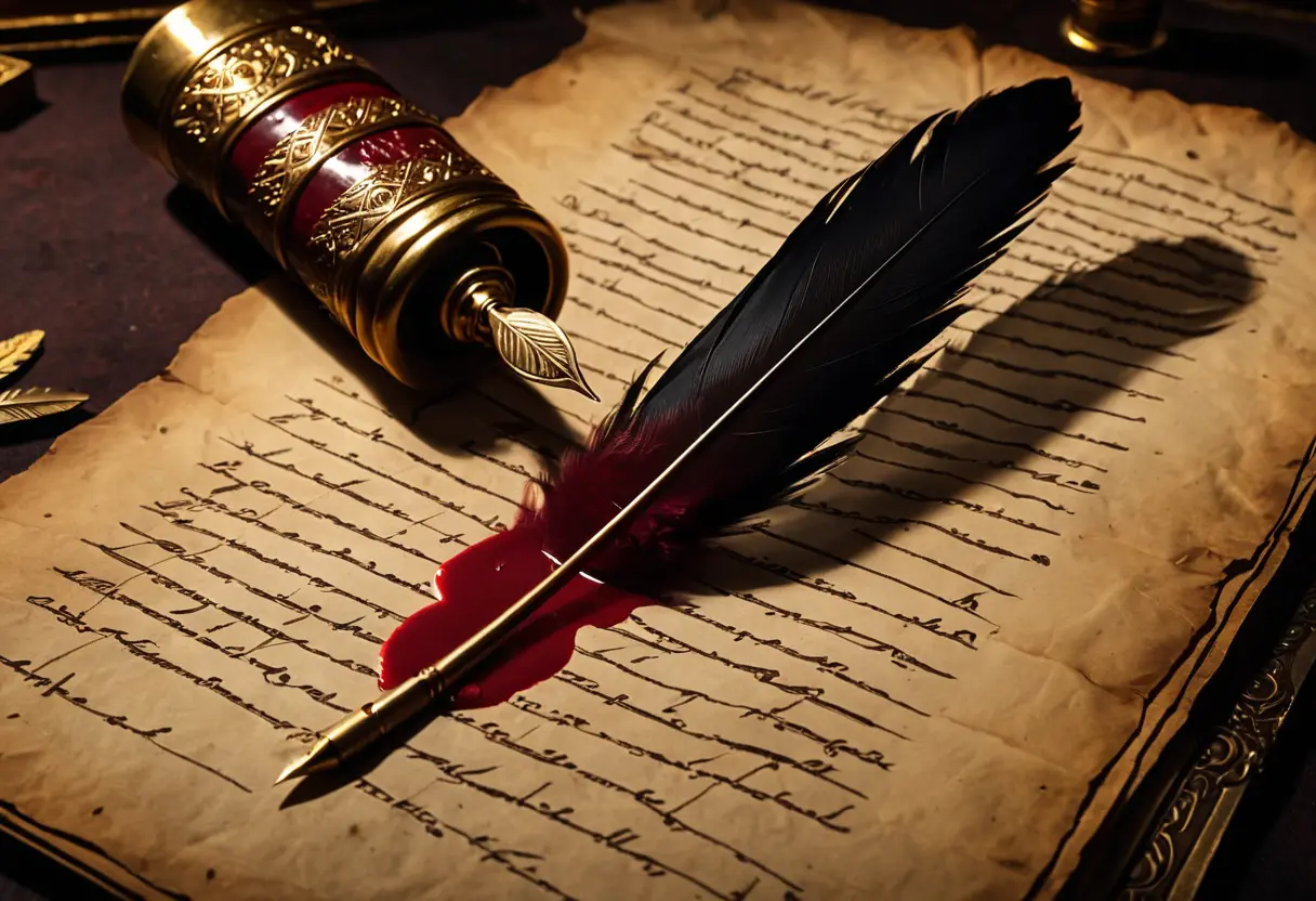 A glowing contract on a desk.