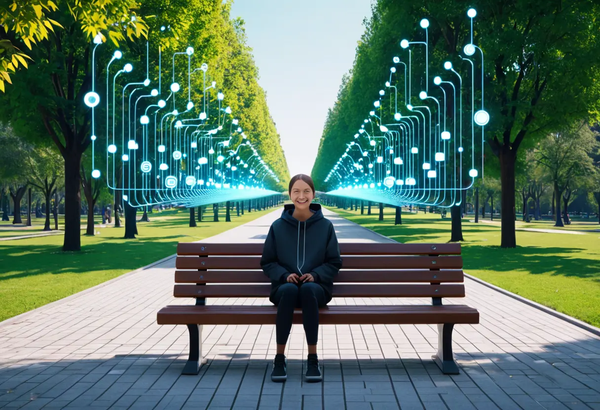 Human in a digital garden.