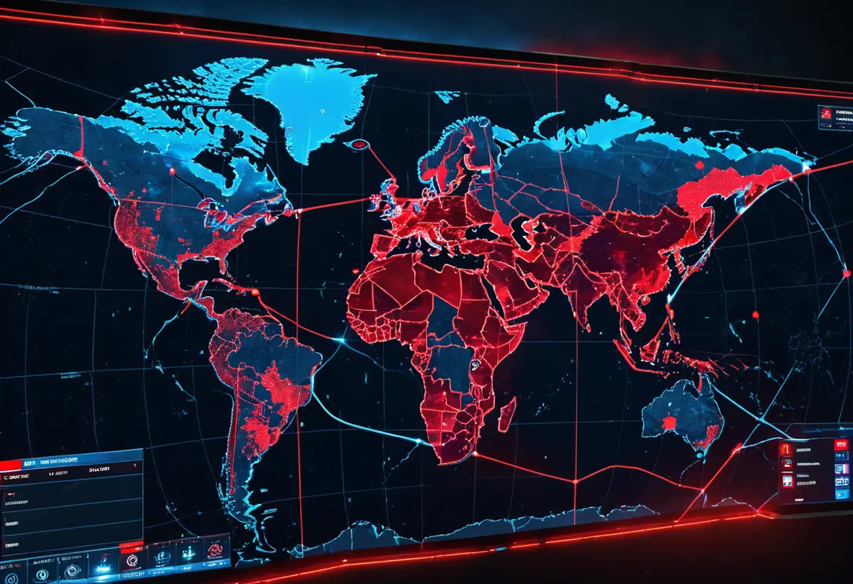 A world map with energy lines.