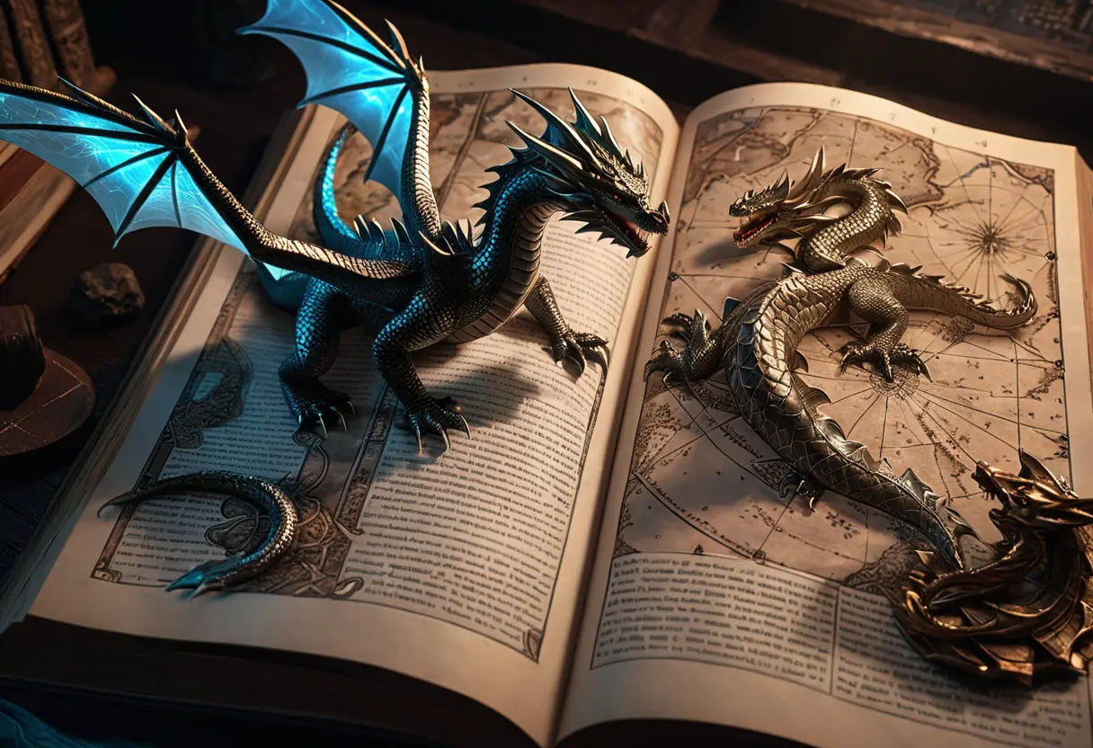 A glowing bookshelf with overlapping pages.