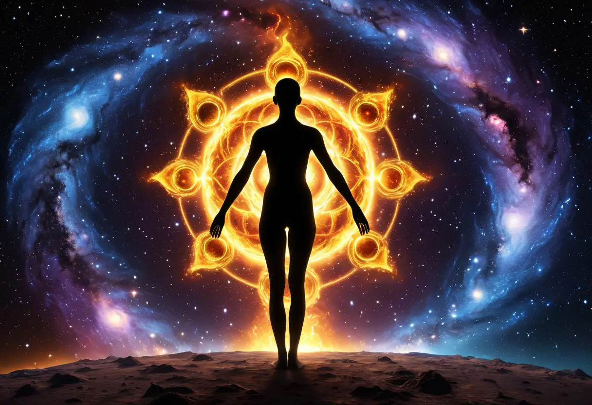 A human silhouette containing a nebula.