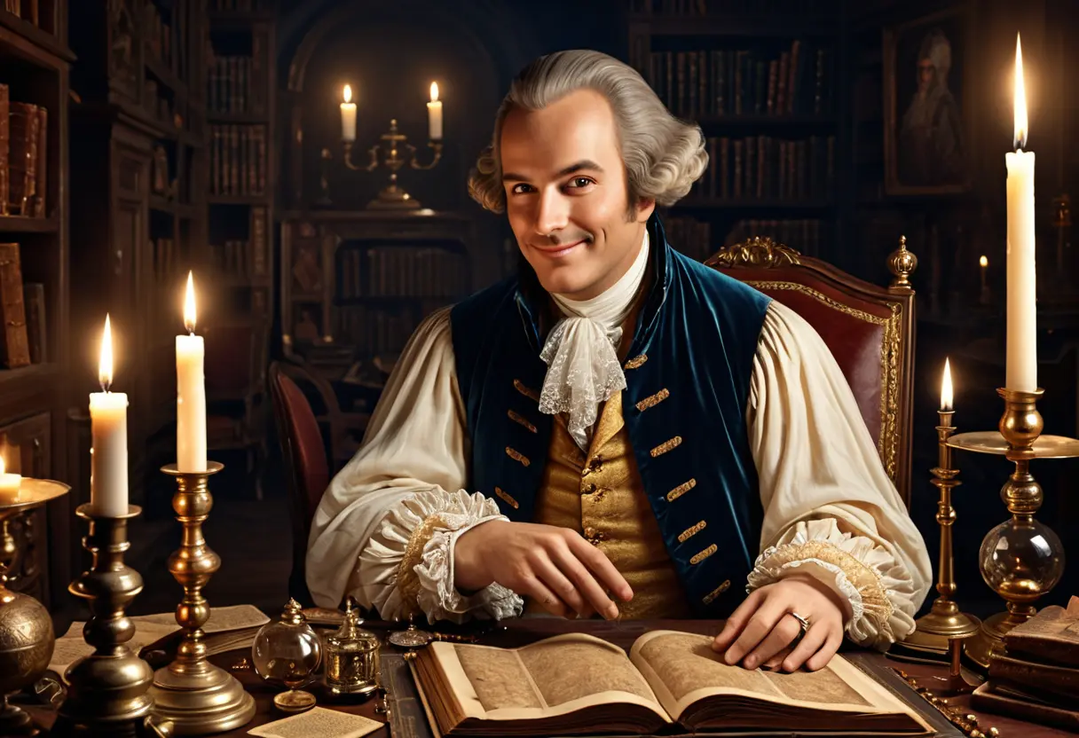 An elegant 18th-century nobleman in a study.