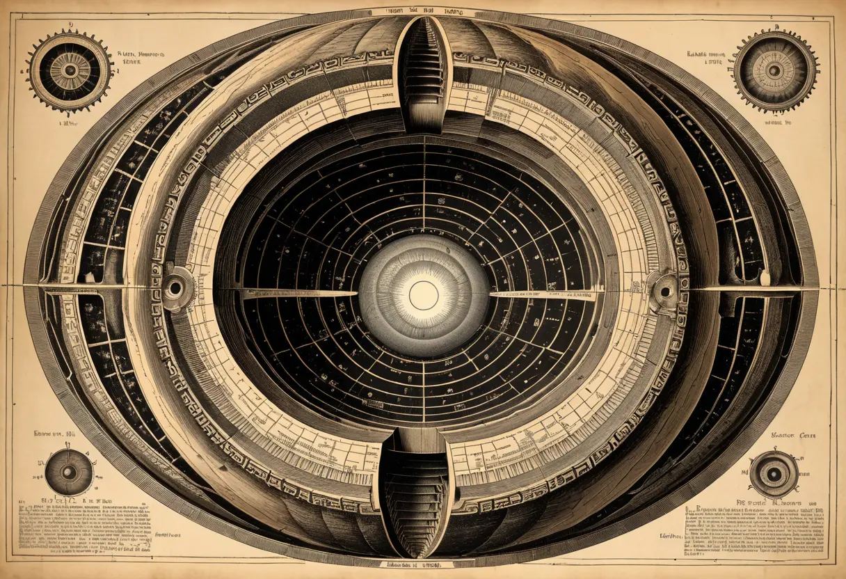 A Victorian-style diagram of the concentric Earth.