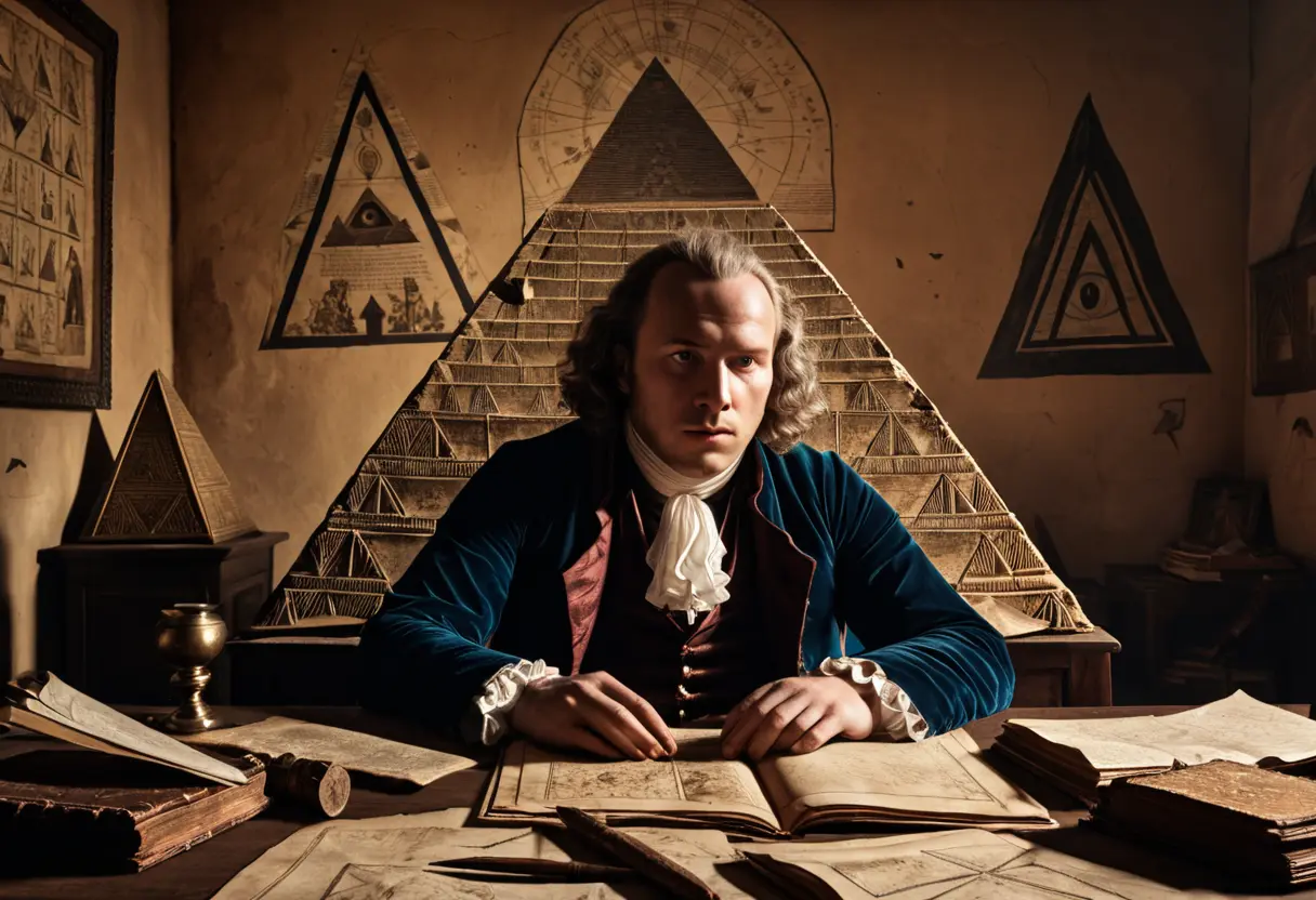 Adam Weishaupt portrait in shadows.