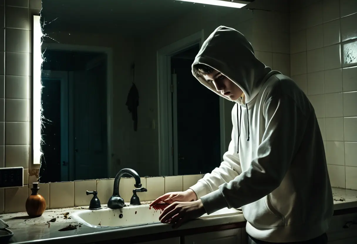 Jeff looking at his reflection.