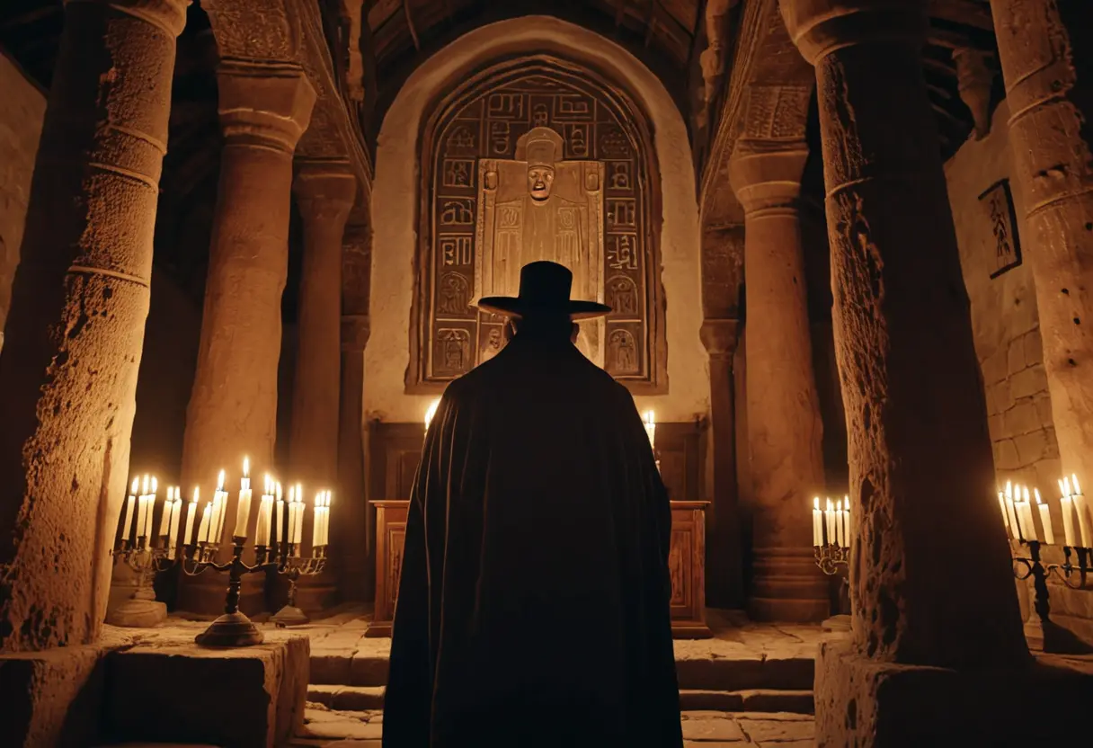 A massive clay golem in a synagogue.