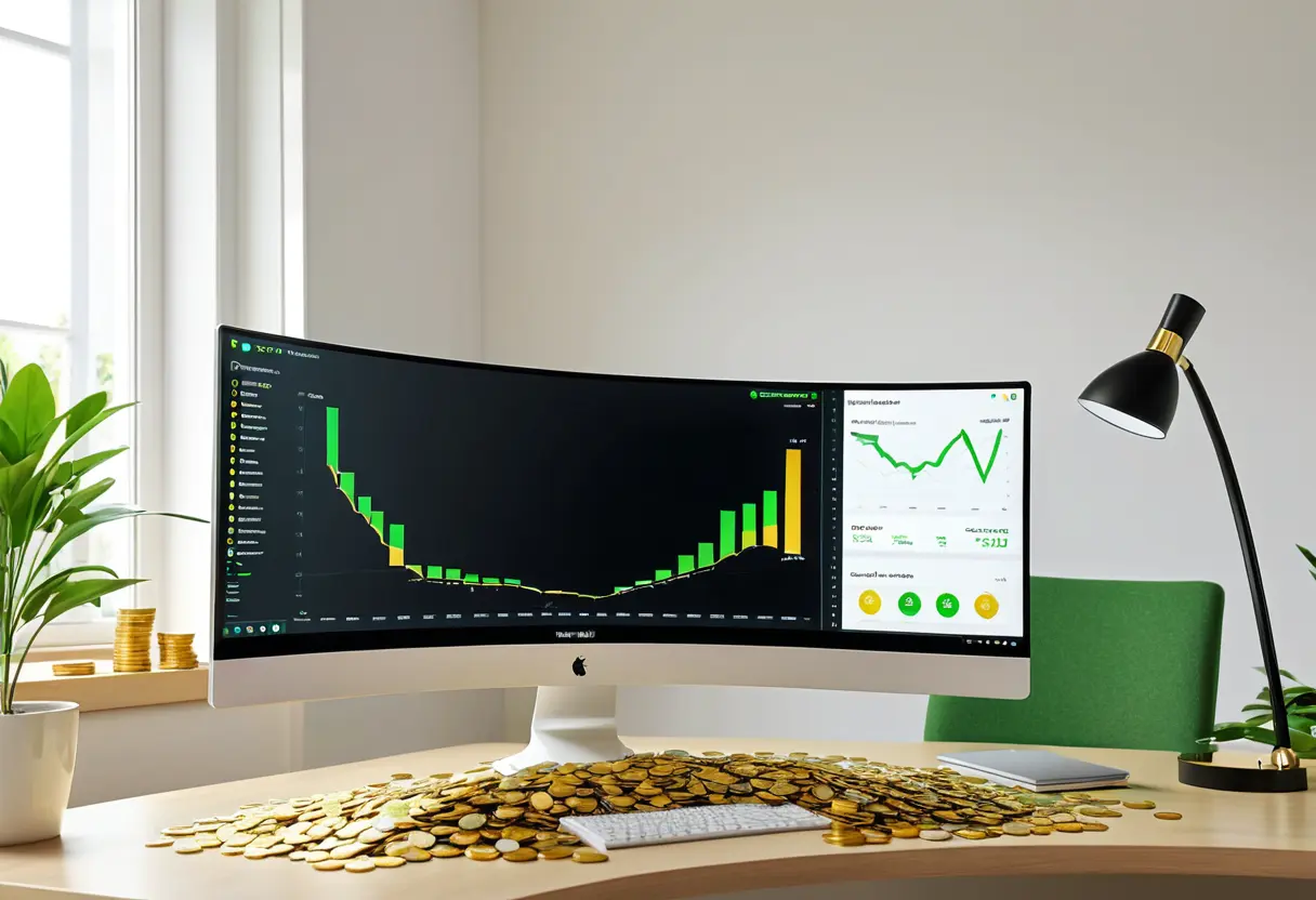 A modern digital workspace with text.