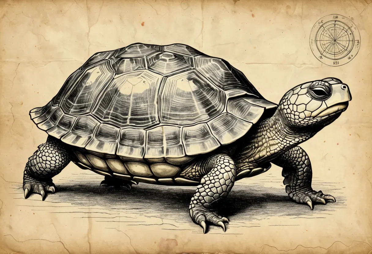 A detailed anatomical sketch of a Kappa&rsquo;s head and shell.