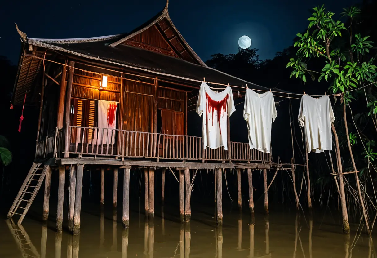 The shadow on the laundry.