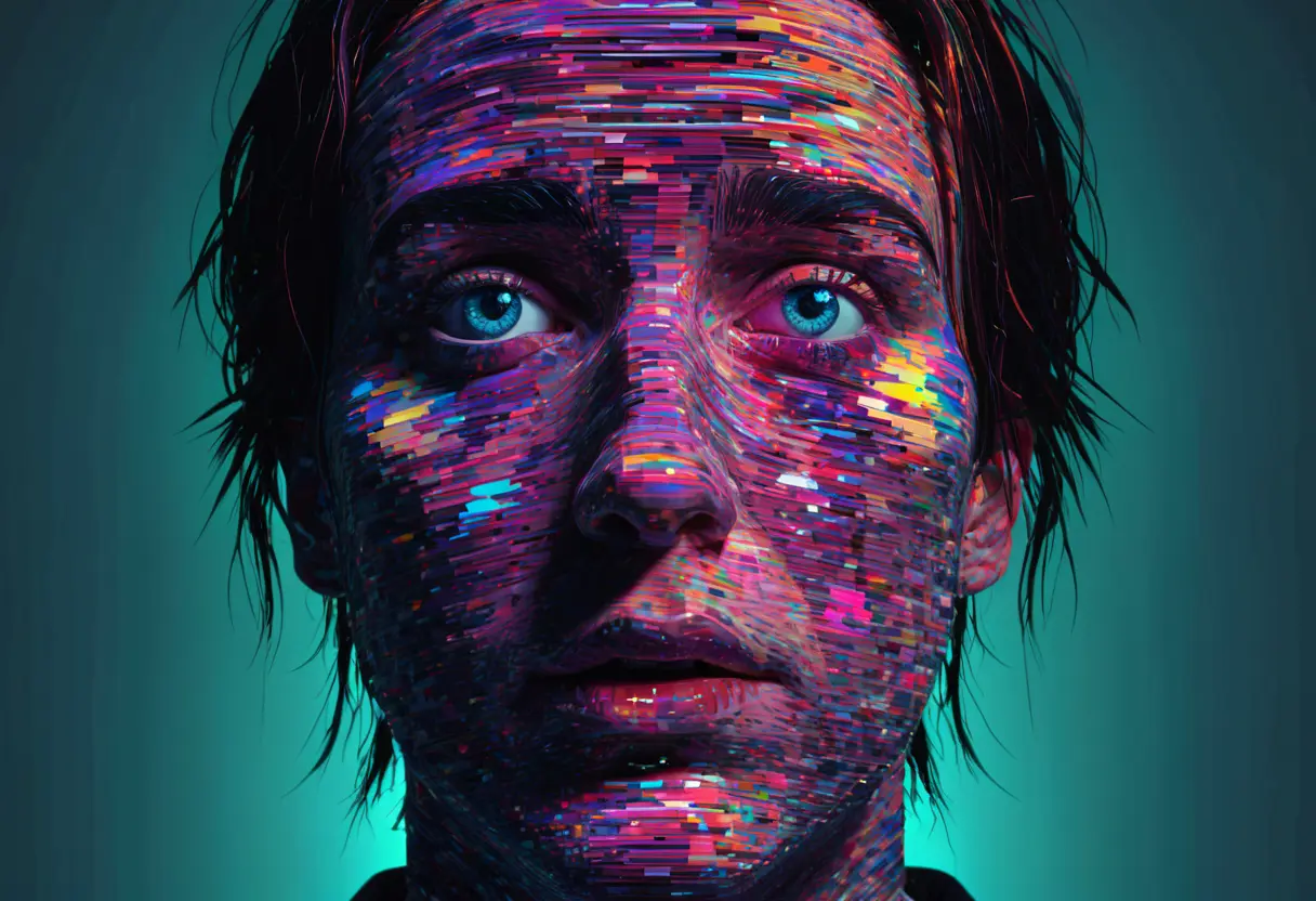 A distorted portrait of Loab.