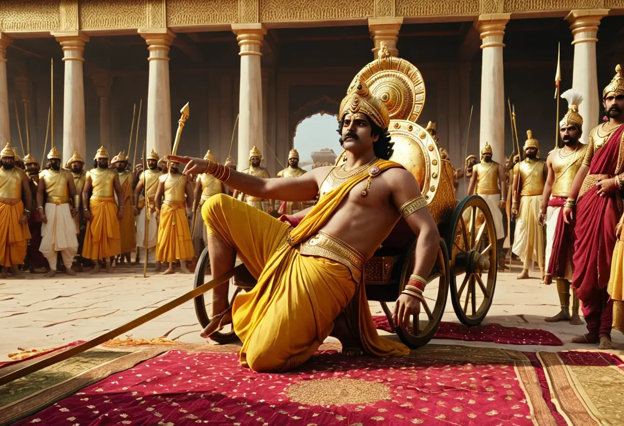 Arjuna and Krishna on the battlefield of Kurukshetra.