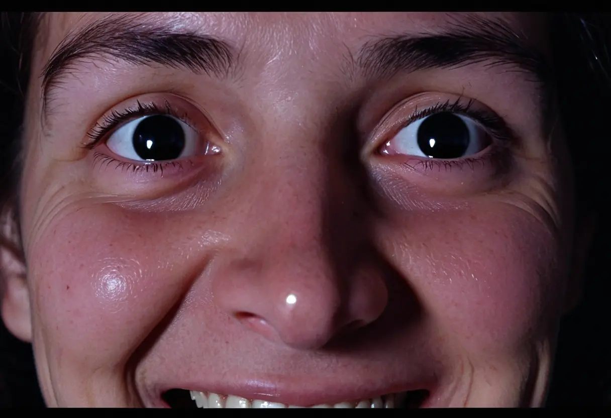 A distorted Alternate face in the dark.