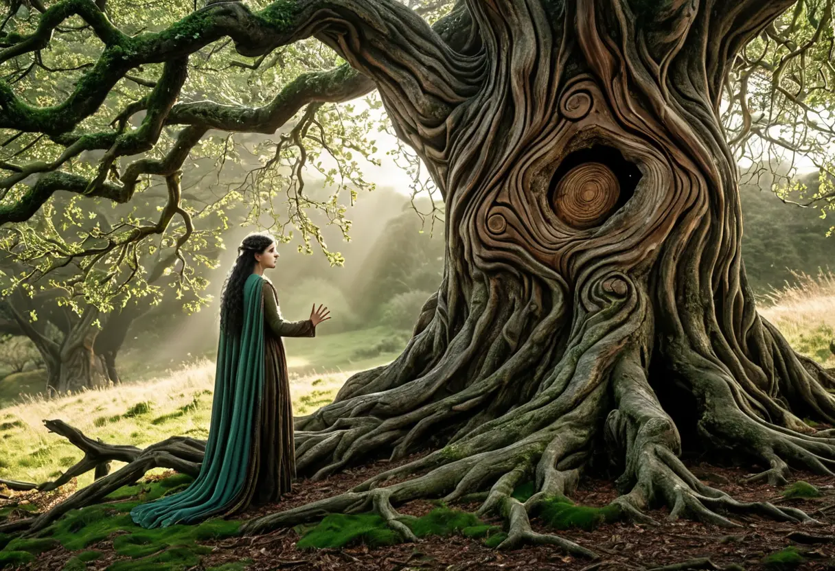 Merlin being sealed in a tree.