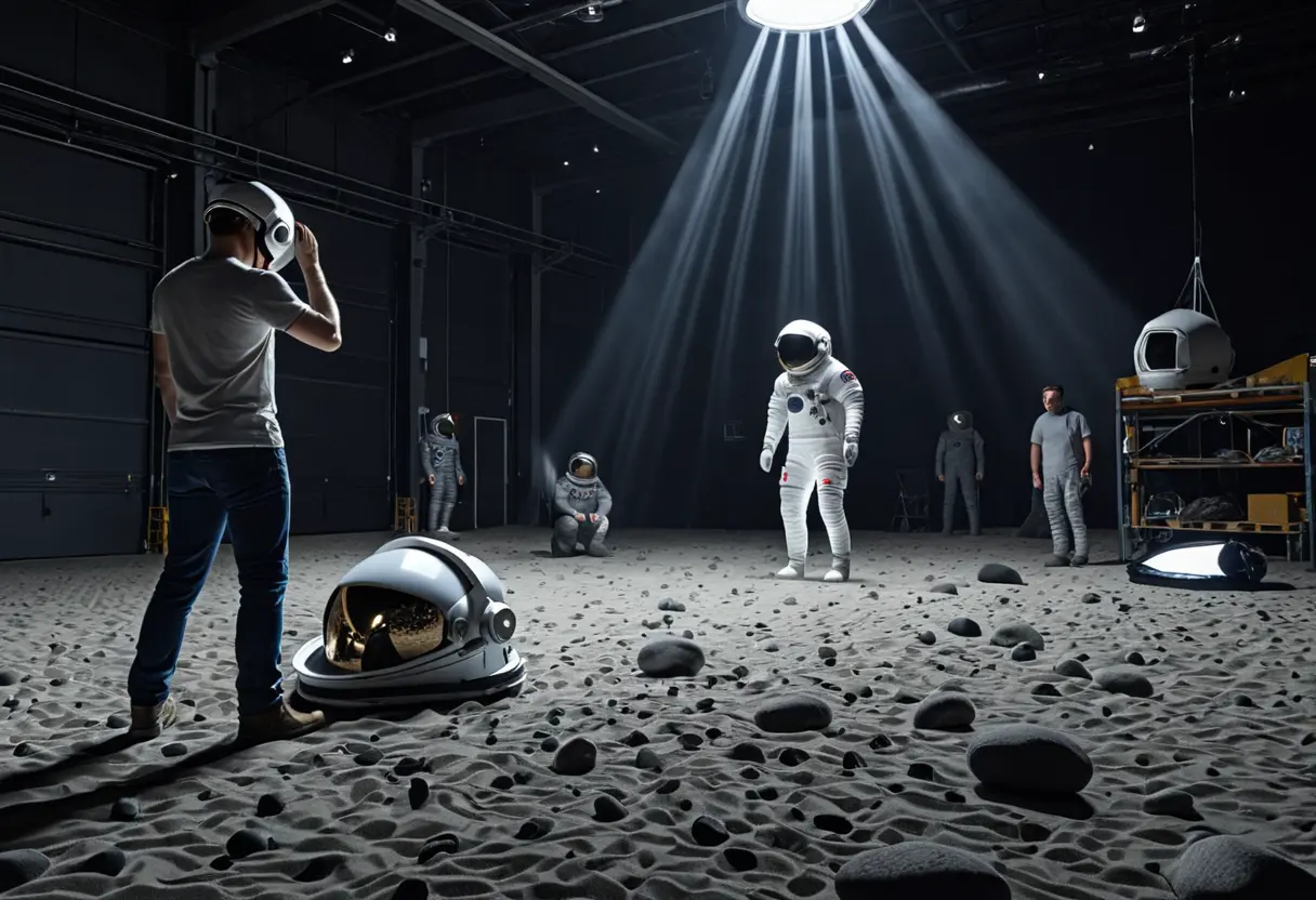 A film set resembling the moon.