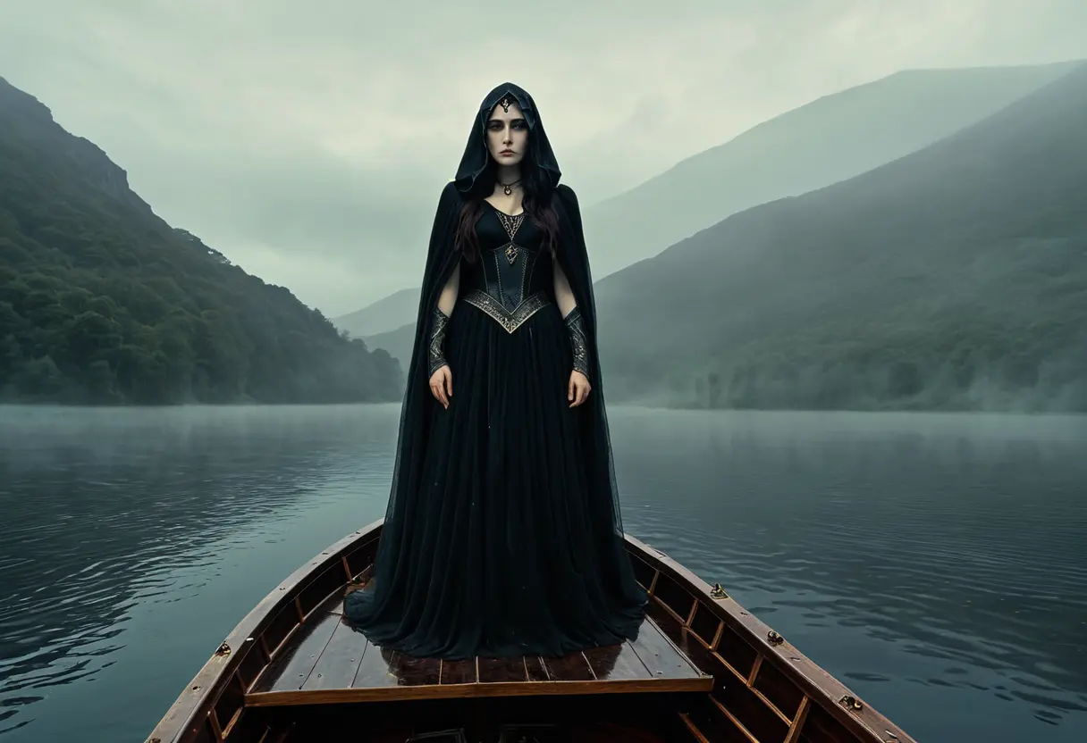 Morgan le Fay on the boat to Avalon.