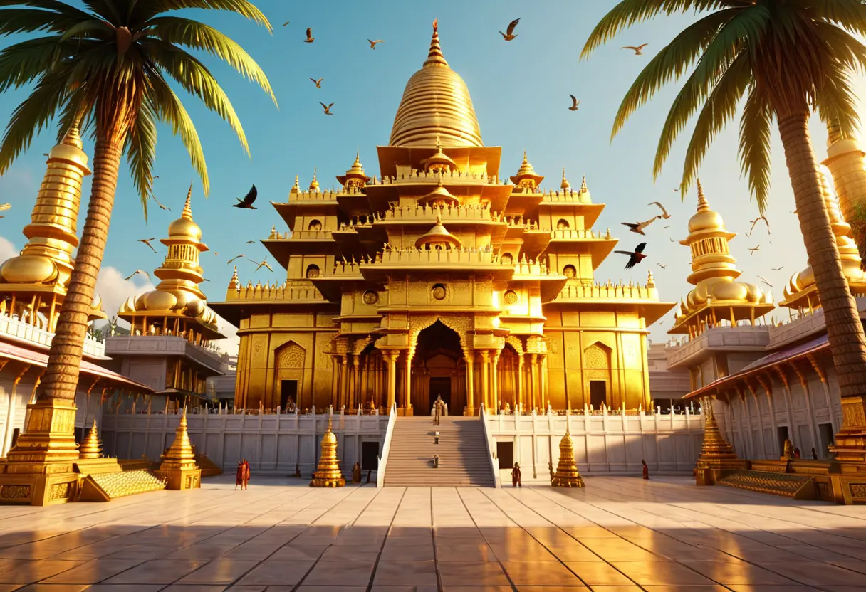 A golden temple in the heart of Mu.