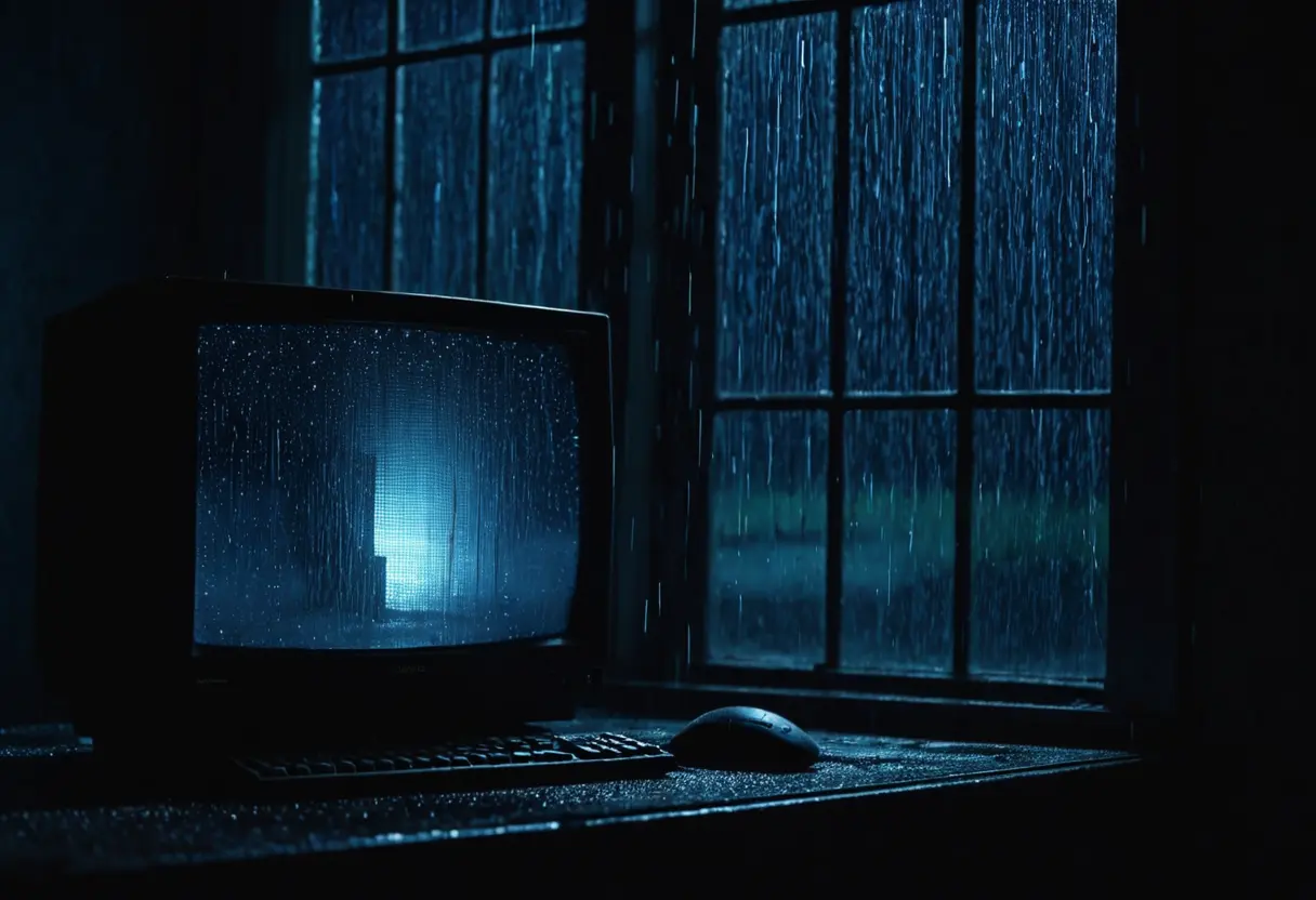 A strange shadow on a window.