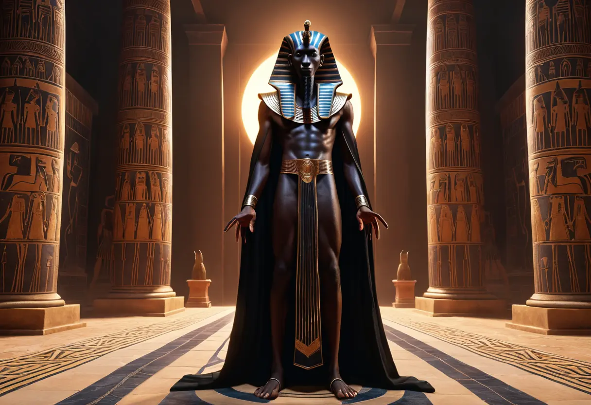 Nyarlathotep as the Black Pharaoh with a cruel intelligence.
