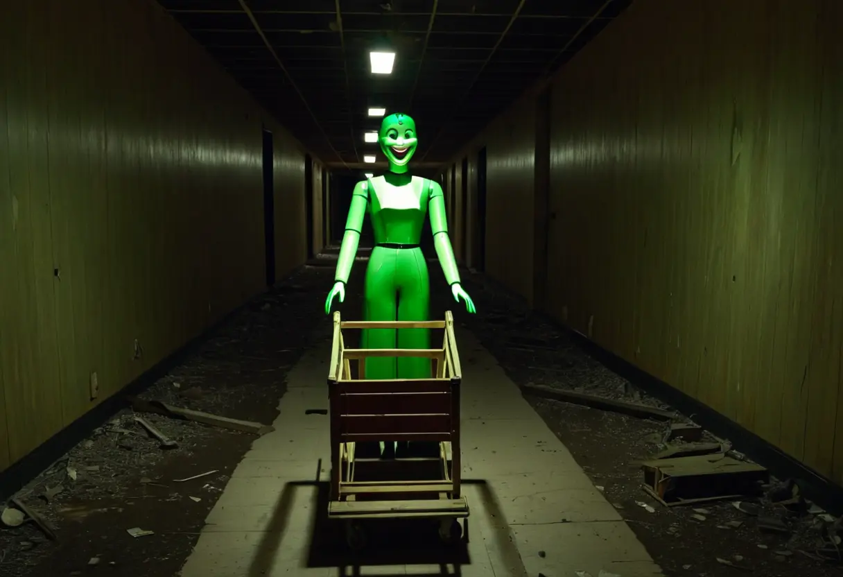 The Rolling Giant in a dark hallway.