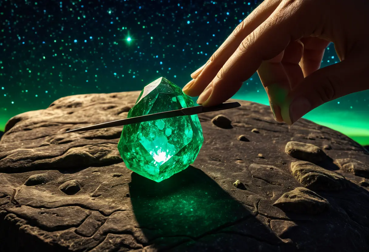 An engraved gemstone glowing with star-energy.