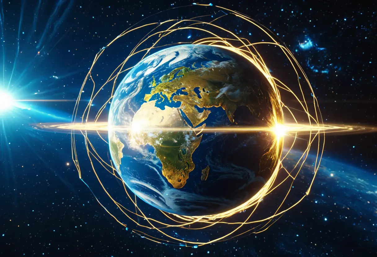 Magnetic field lines surrounding the Earth becoming chaotic.