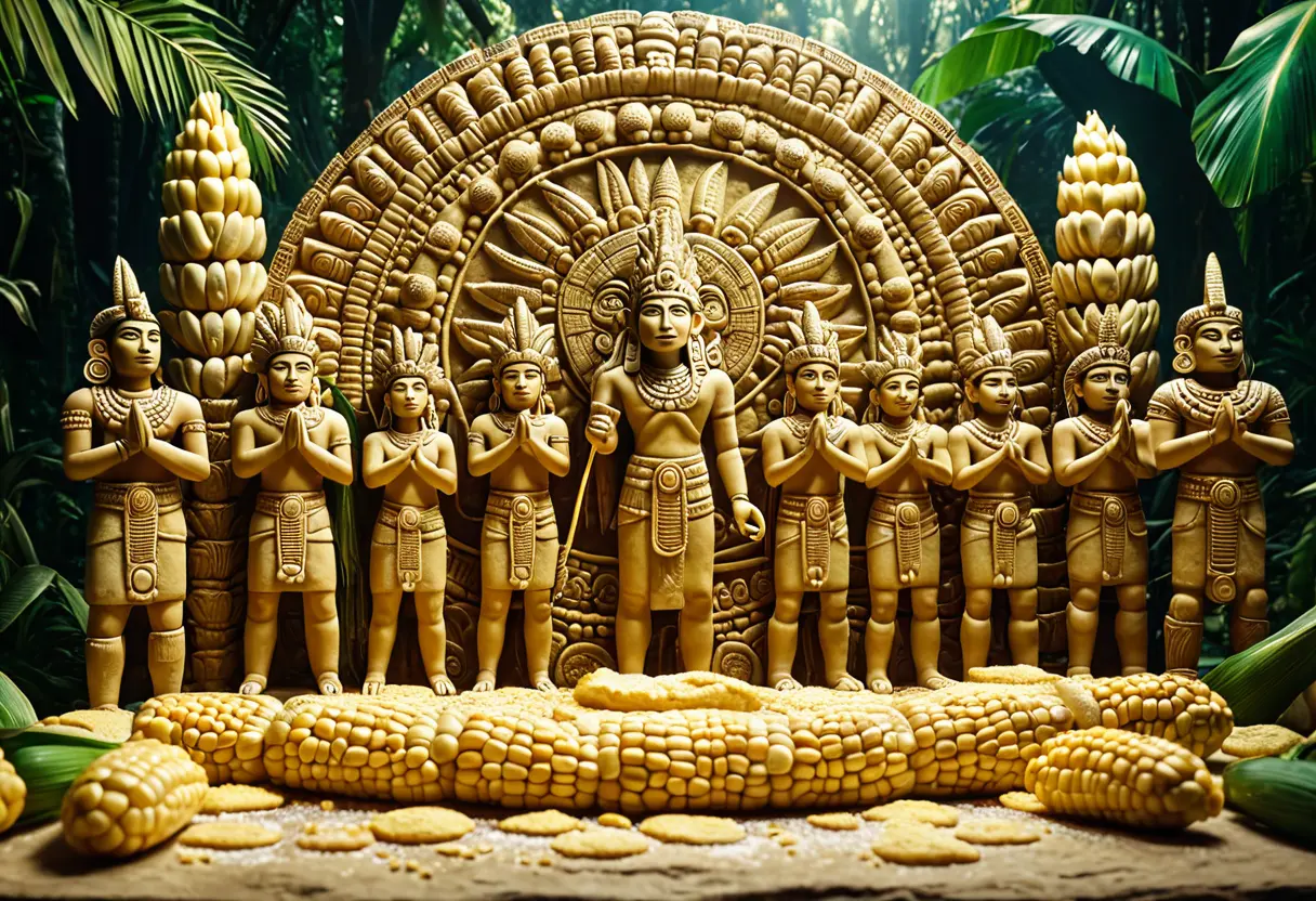 The creation of humans from corn.