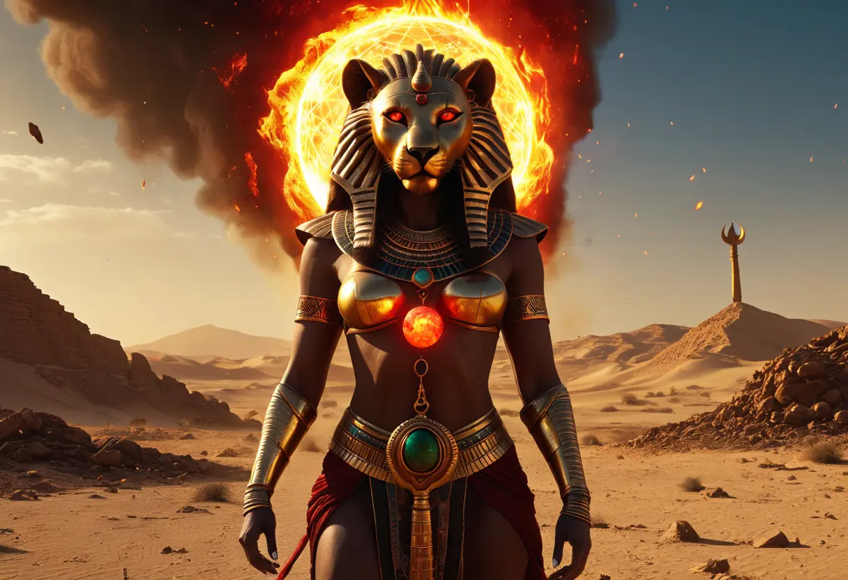 The fierce lioness-goddess Sekhmet.