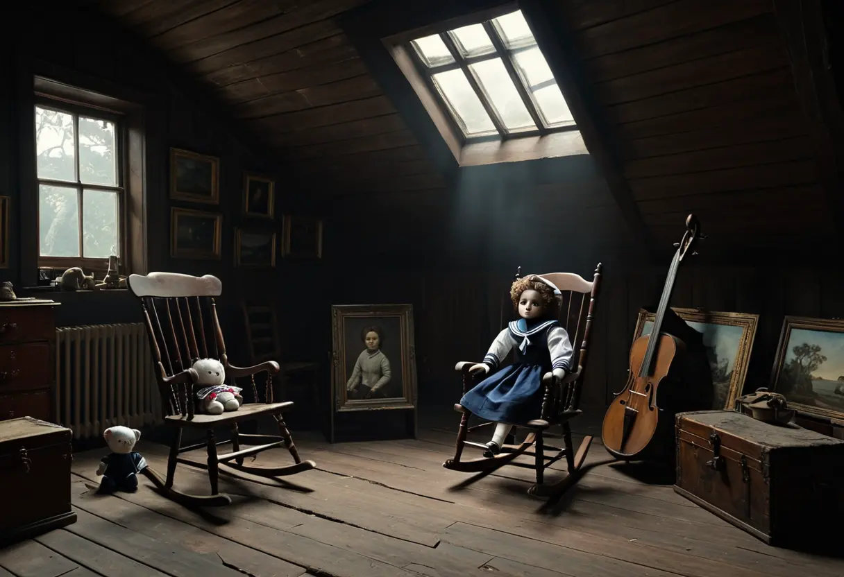 A Victorian attic with a single doll.