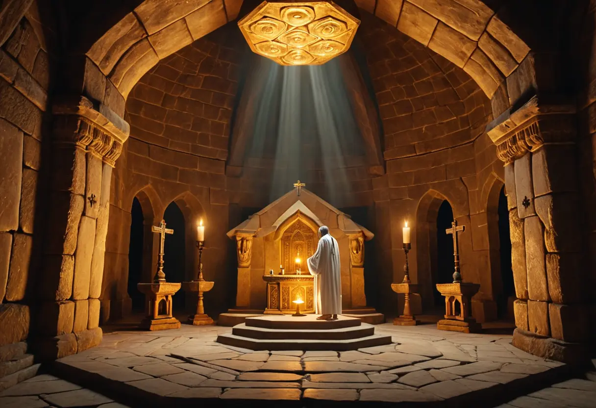 The hidden tomb of Christian Rosenkreuz.