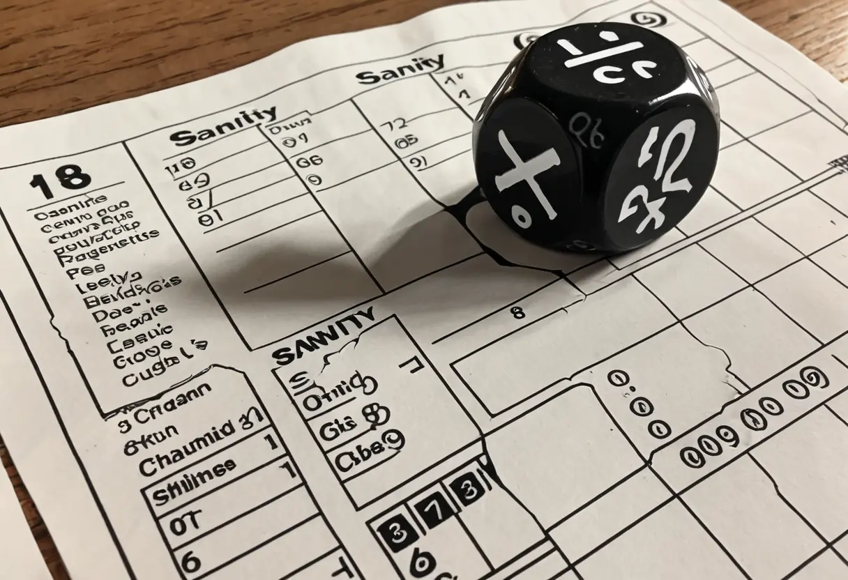 A character sheet with bleeding ink.