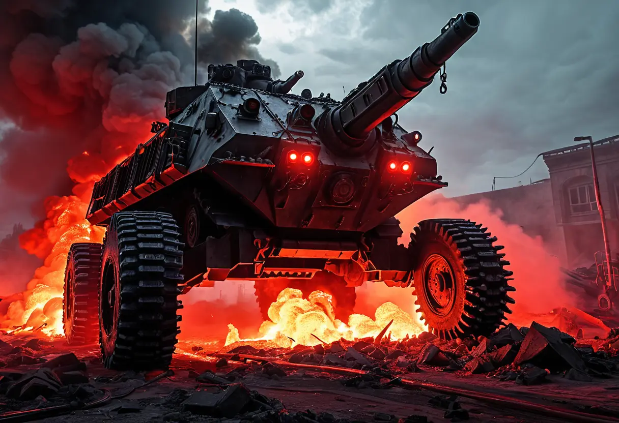 SCP-682 breaching a security door.