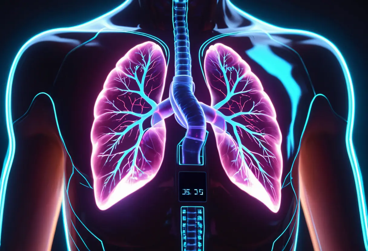 A medical diagram of human lungs vs skin.