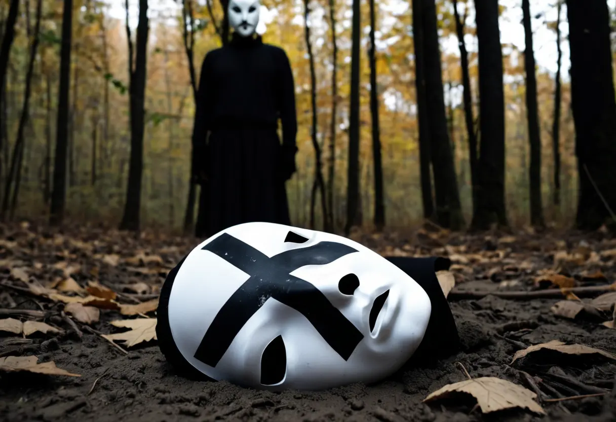 The mask of a Slender Man proxy.